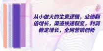 从小做大的生意逻辑，业绩翻倍增长，渠道快速裂变，利润稳定增长，全网营销创新