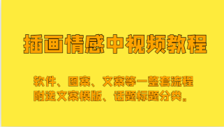 插画情感中视频，软件、图案、文案等一整套流程，送文案模版、话题标题分类