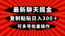 最新聊天掘金，复制粘贴日入300＋，可多号批量操作