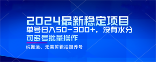 2024最新稳定风口项目，单号日入50-300+，没有水分 可多号批量操作