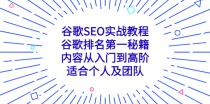 谷歌SEO实战教程：谷歌排名第一秘籍，内容从入门到高阶，适合个人及团队