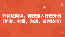 外贸进阶课，帮助你了解如何快速入行做外贸（扩客，社媒，沟通，谈判技巧）