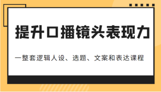 提升口播镜头表现力，一整套逻辑人设、选题、文案和表达的课程，价值（6999元）