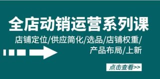 淘宝全店动销运营系列课：店铺定位/供应简化/选品/店铺权重/产品布局/上新