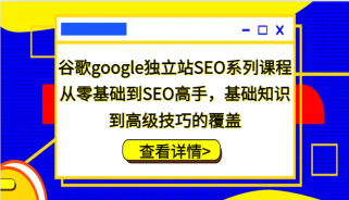 谷歌google独立站SEO系列课程，从零基础到SEO高手，基础知识到高级技巧的覆盖