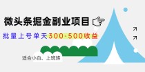 微头条掘金副业项目第4期：批量上号单天300-500收益，适合小白、上班