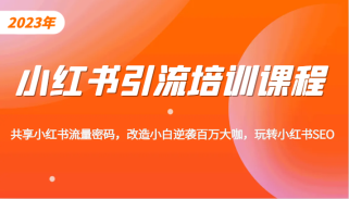 小红书引流培训课程，教你零基础玩转小红书，素人逆袭百万流量大咖！