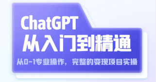 ChatGPT从入门到精通 从0-1专业操作，完整的变现项目实操（视频+文档）