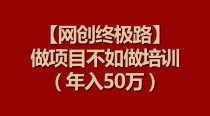 【网创终极路】做项目不如做项目培训，年入50万