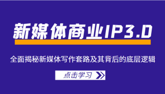  新媒体商业IP3.0，全面揭秘新媒体写作套路及其背后的底层逻辑（价值1299元）