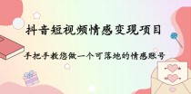 抖音短视频情感变现项目：手把手教您做一个可落地的情感账号 