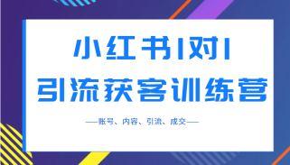 小红书1对1引流获客训练营：账号、内容、引流、成交（价值3999元）