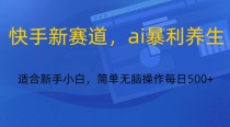 快手新赛道，ai暴利养生，0基础的小白也可以操作轻松日入500+