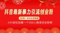 抖音最新暴力引流创业粉，24h轻松加爆一个500人精准创业粉群【揭秘】