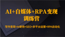 AI+自媒体+RPA变现训练营：写作变现+AI使用+SEO+多平台运营+RPA自动化