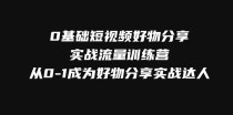 0基础短视频好物分享实战流量训练营，从0-1成为好物分享实战达人