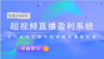 短视频直播盈利系统 专为企业打造的短视频直播盈利课（价值1980元）