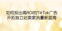 如何投出高ROI·TikTok广告，开拓独立站卖家流量新蓝海