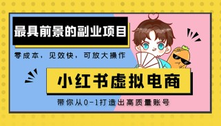 小红书蓝海大市场虚拟电商项目，手把手带你打造出日赚2000+高质量红薯账号