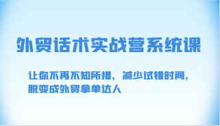 外贸话术实战营系统课-让你不再不知所措，减少试错时间，脱变成外贸拿单达人