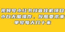 视频号小红书抖音挂机项目，小白无脑操作，按照要求来，单号每天几十米