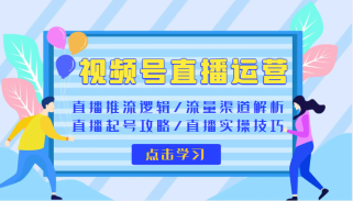 视频号直播运营 视频号直播推流逻辑/流量渠道解析/直播起号攻略/直播实操技巧