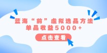 某公众号付费文章《蓝海“前”虚拟选品方法：单品收益5000+》