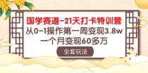 国学赛道21天打卡特训营：从0-1操作第一周变现3.8w，一个月变现60多万！