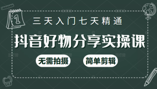 抖音好物分享实操课，无需拍摄，简单剪辑，短视频快速涨粉（125节视频课程）