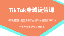 TikTok全域运营课，大咖实战操作快速玩赚TikTok，不懂外语依然轻松赚美金！