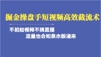 掘金操盘手高效截流术单人·月撸2万＋当天上手 快速变现 操作简单