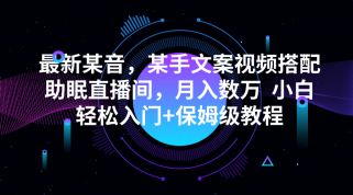 最新某音，某手文案视频搭配助眠直播间，月入数万  小白轻松入门+保姆级教程