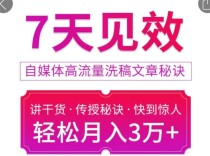 7天见效自媒体高流量洗稿文章秘诀，轻松月入3万+快到惊人干货秘诀