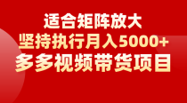 矩阵操作月入5000+，多多视频带货项目，适合新手，也适合老手放大