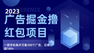 广告掘金项目终极版手册，每天可看300个广告，日收入160+