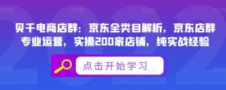 京东全类目解析，京东店群专业运营，实操200家店铺，纯实战经验