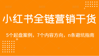 小红书全链营销干货，5个起盘案例，7个内容方向，n条避坑指南