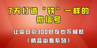 7天养出“铁”一样的微信号，日引300粉不频繁，方法价值880元！