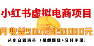 小红书虚拟电商项目：从小白到精英 月收益5000到30000 (视频课程+交付手册) 