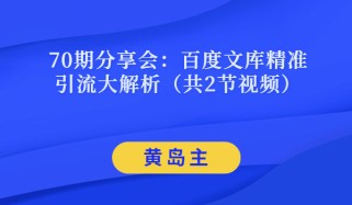 黄岛主：百度文库精准引流大解析（共2节视频）