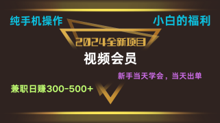 影视会员兼职日入500-800，纯手机操作当天上手当天出单 小白福利