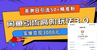 日引50+精准粉，闲鱼引流高阶玩法3.0，实操变现3000元