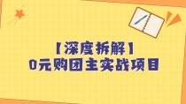 深度拆解0元购团主实战教学，每天稳定有收益，适合自用和带人做