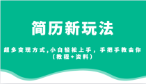 简历新玩法，超多变现方式,小白轻松上手，手把手教会你（教程+资料）