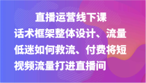 直播运营线下课-话术框架整体设计、流量低迷如何救流、付费将短视频流量打进直播间