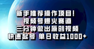 视频号爆火赛道，三分钟做出原创视频，快速起号，单日收益1000+