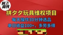 拼多多3C玩具维权项目，一天操作半小时，稳定收入100+（仅揭秘）