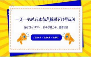 日本综艺解说不封号玩法，轻松日入1000+，全新赛道