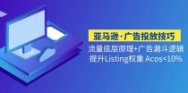 亚马逊广告投放技巧流量底层+广告漏斗逻辑+提升Listing权重 Acos