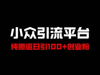 冷门引流平台，纯搬运日引100+高质量年轻创业粉！